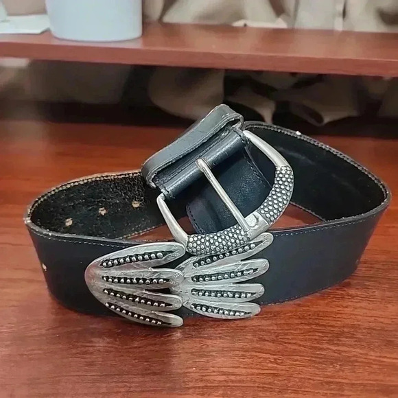 WOMENS Vintage Leather Big buckle belt - Picture 9 of 15